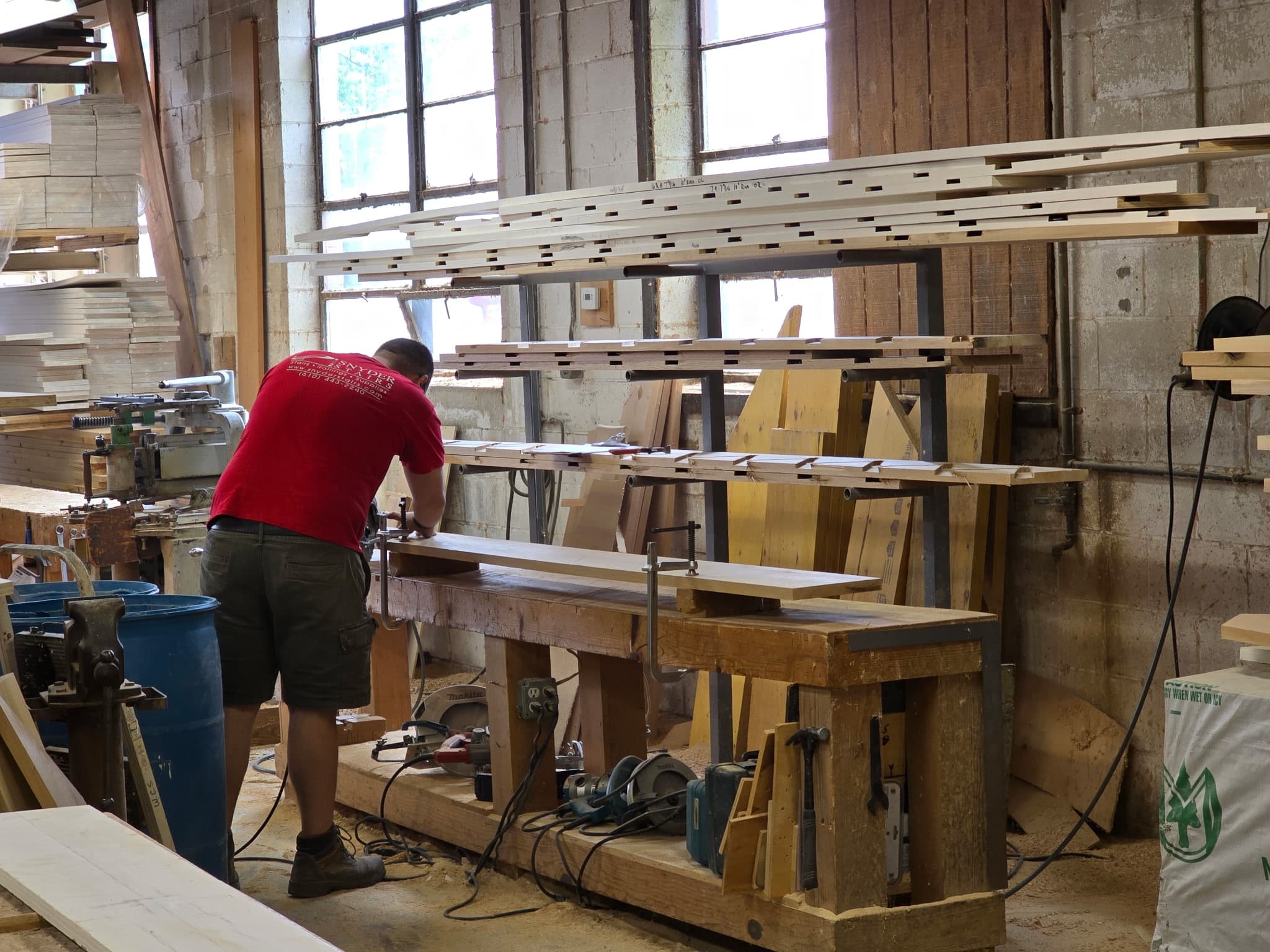 Snyder Stairs team member at the workbench in Whitehall, PA